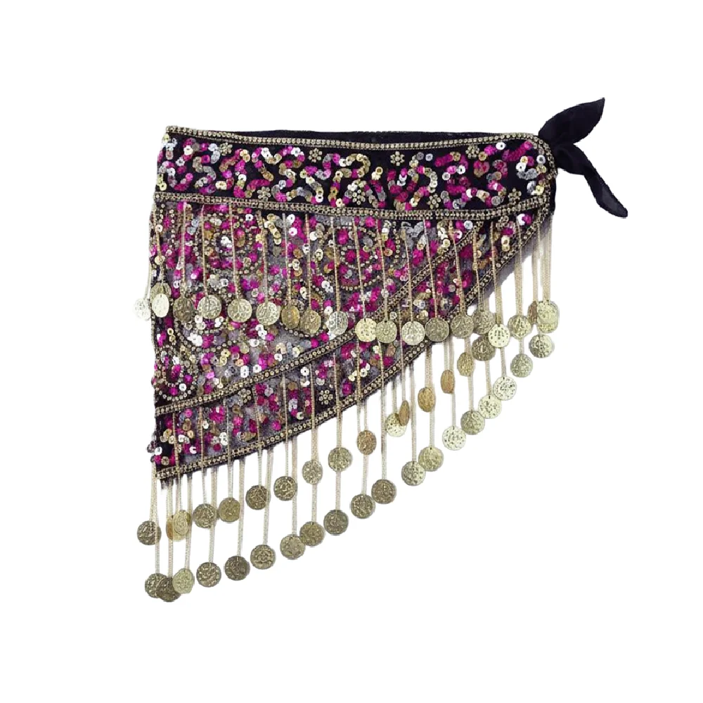 Ręcznie Robione Akcesoria do Tańca Brzucha Błyszczący Pas Szydełkowy Cekiny Chusta na Biodra Monety do Shimmy Owijki Koraliki Frędzle Pasy Tribalne