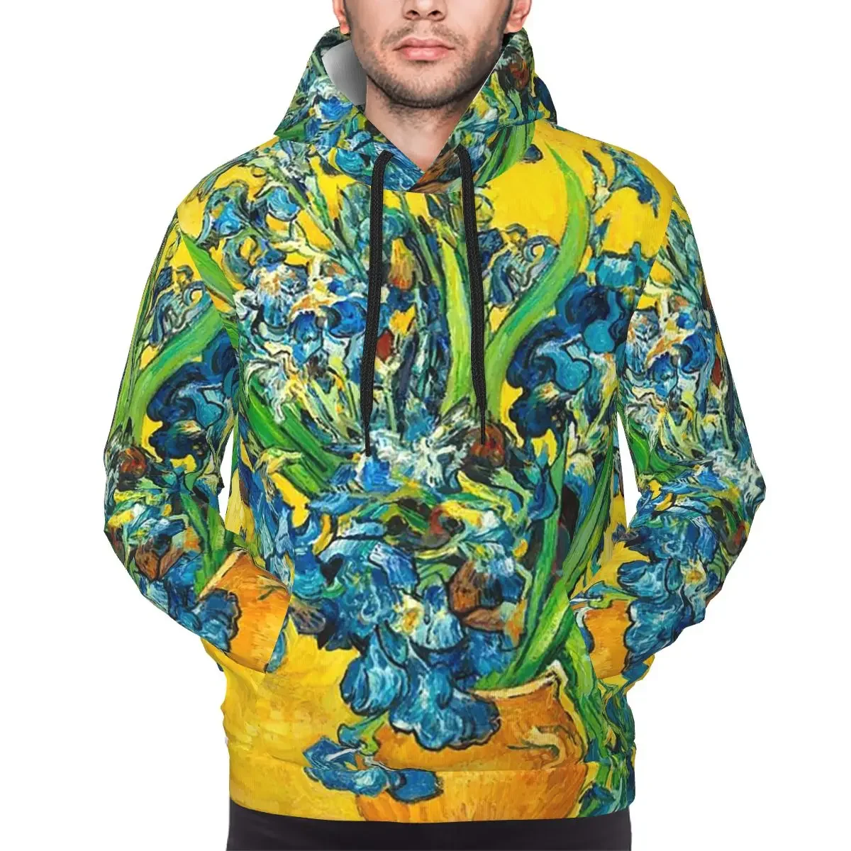 

Vincent Van Gogh Irises Art Flowers Hoodie Hip Hop Pullover Autumn Winter Men Women Sweatshirts Long Sleeve Tops