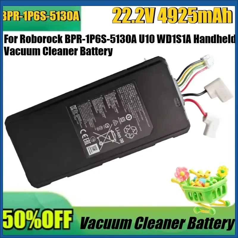 New BPR-1P6S-5130A 4925mAh 22.2V High Quality Battery for Roborock BPR-1P6S-5130A U10 WD1S1A Handheld Vacuum Cleaner Battery