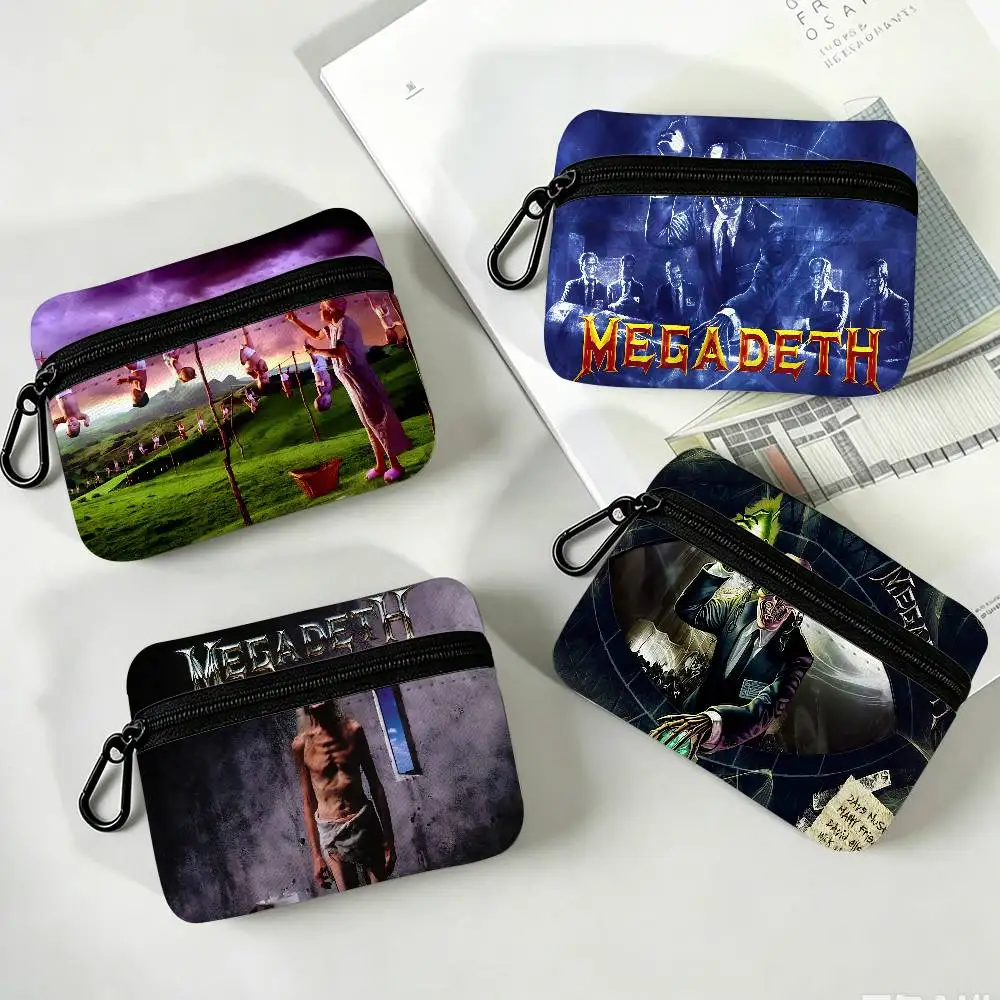 Band M-Megadeths Anti-fade Oxford Cloth Small Zipper Coin Bag Lightweight Hanging Wallet For Coins ID Cards