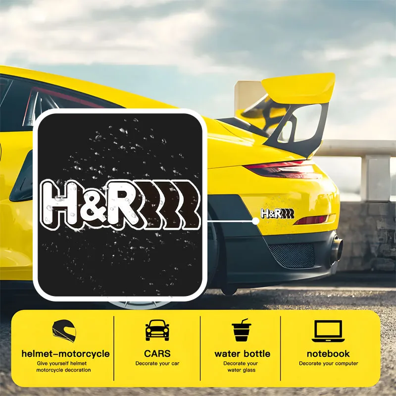 1PC Bold H&R Text 2D Flat Waterproof Vinyl Sticker Decal For Car Body Laptop Water Bottle Auto Enthusiast Decor