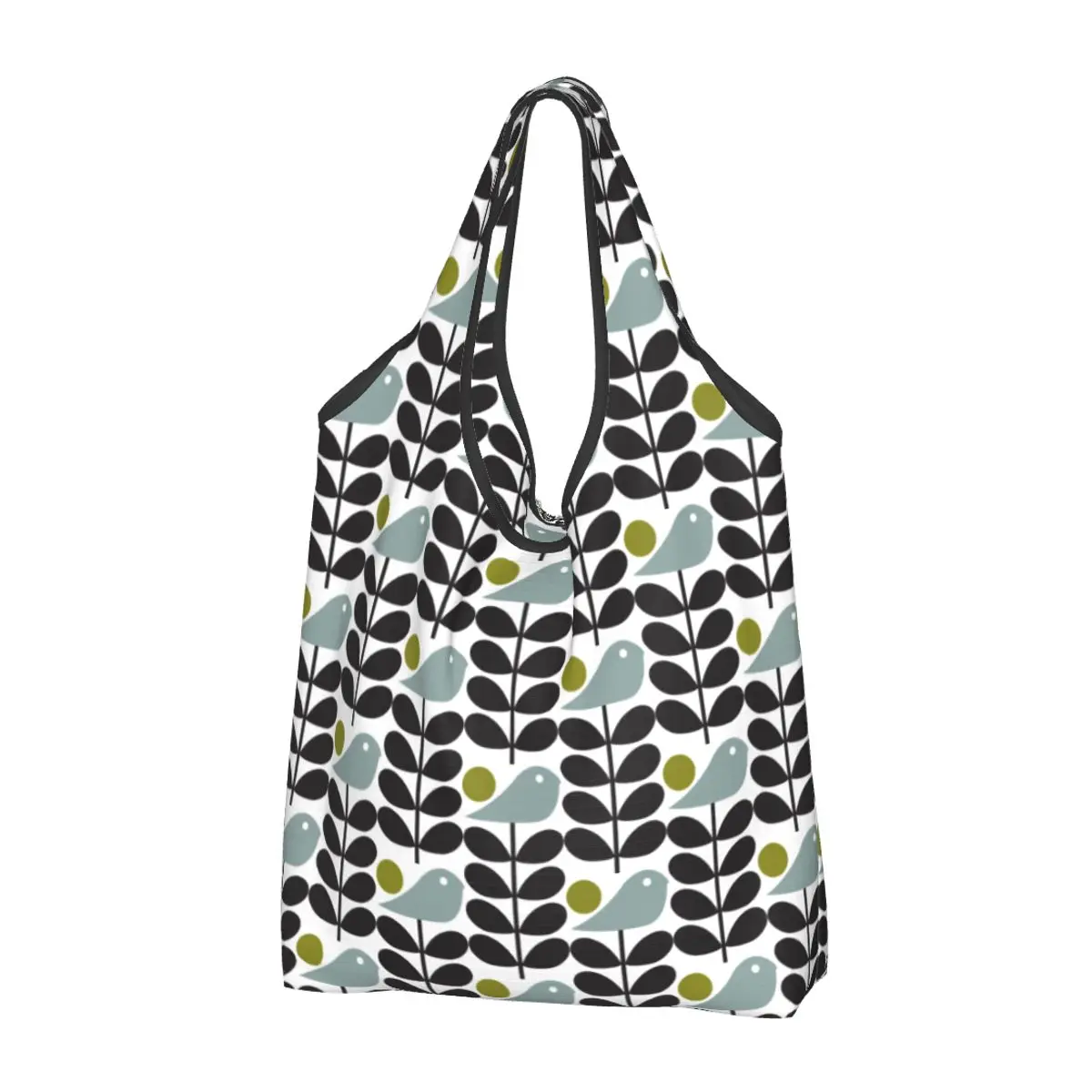 Funny Print Orla Kiely Birds Tote Shopping Bag Portable Shopper Shoulder Scandinavian Flowers Handbag