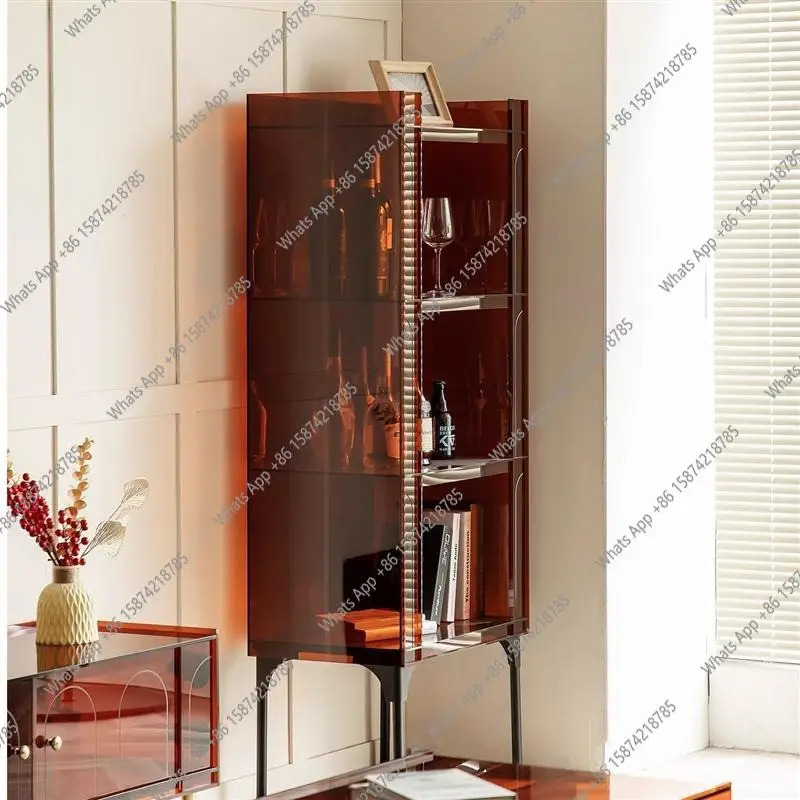 Light luxury storage rack acrylic living room wine cabinet bedroom bookshelf home display bookcase sideboard modern