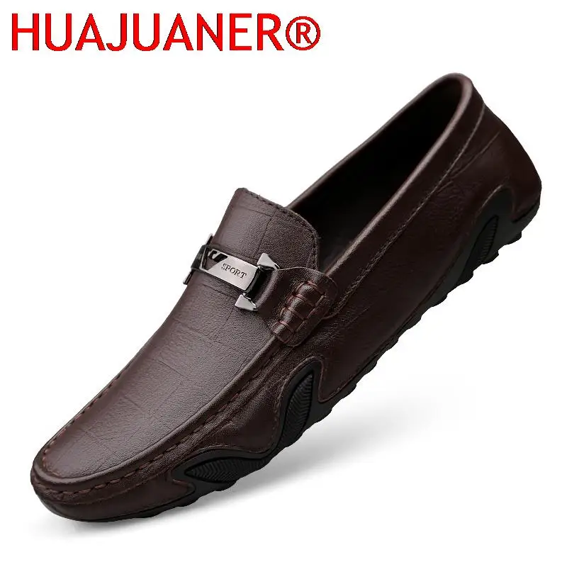 

2023 New Shoe Genuine Leather Men Casual Shoes Luxury Fashion Mens Loafers Moccasins Breathable Slip on Spring Driving Shoes Man