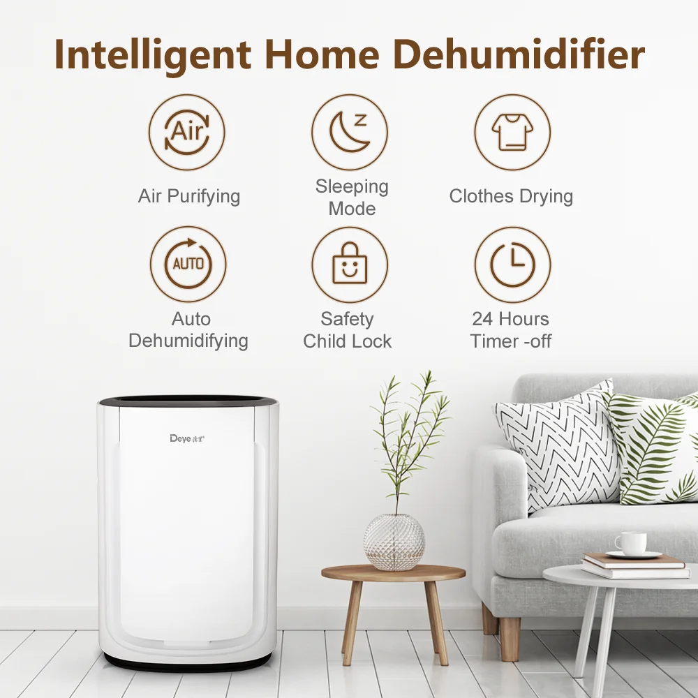 Deye DYD-U20A المدمج في المؤين الذكية واي فاي المنزل كله آلة لتنقية الهواء الاستخدام المنزلي المحمولة مزيل الرطوبة المنزلية