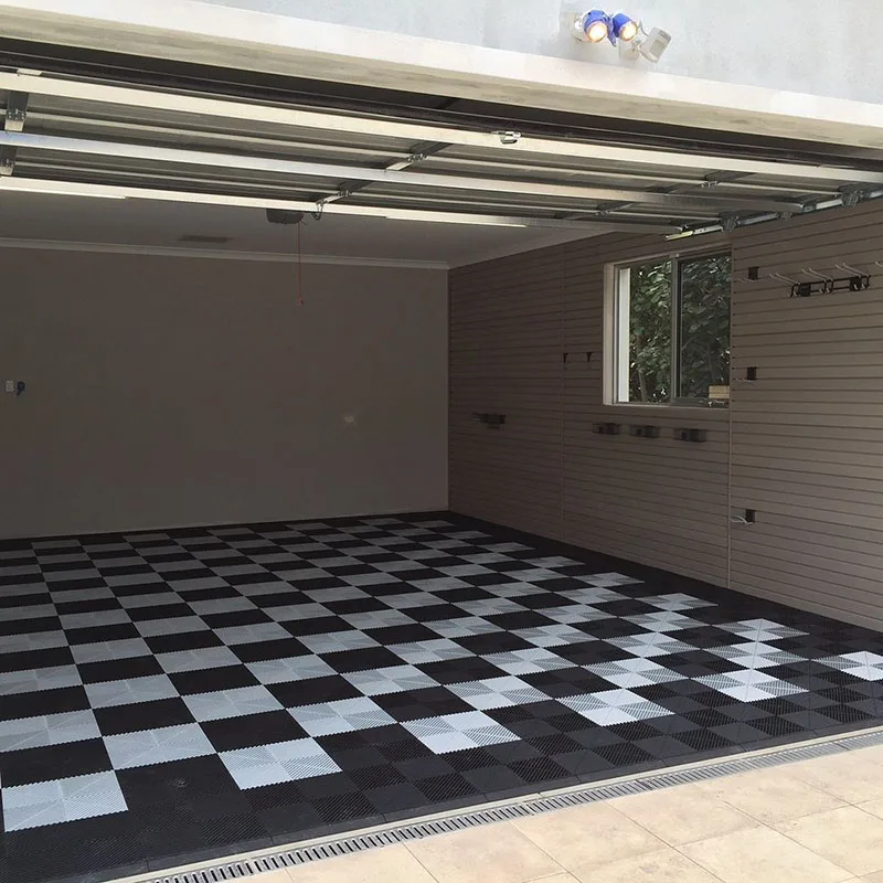 

Modular Interlocking Garage Floor Tiles, High-Drainage Plastic Mat for Villa Driveway, Anti-Slip Graphic Design Flooring
