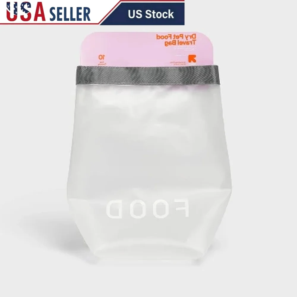 Pet Food Storage Travel Container 10 Cup Plastic Bag Dog Cat Food Dry Storage Transparent Design Buckle Closure