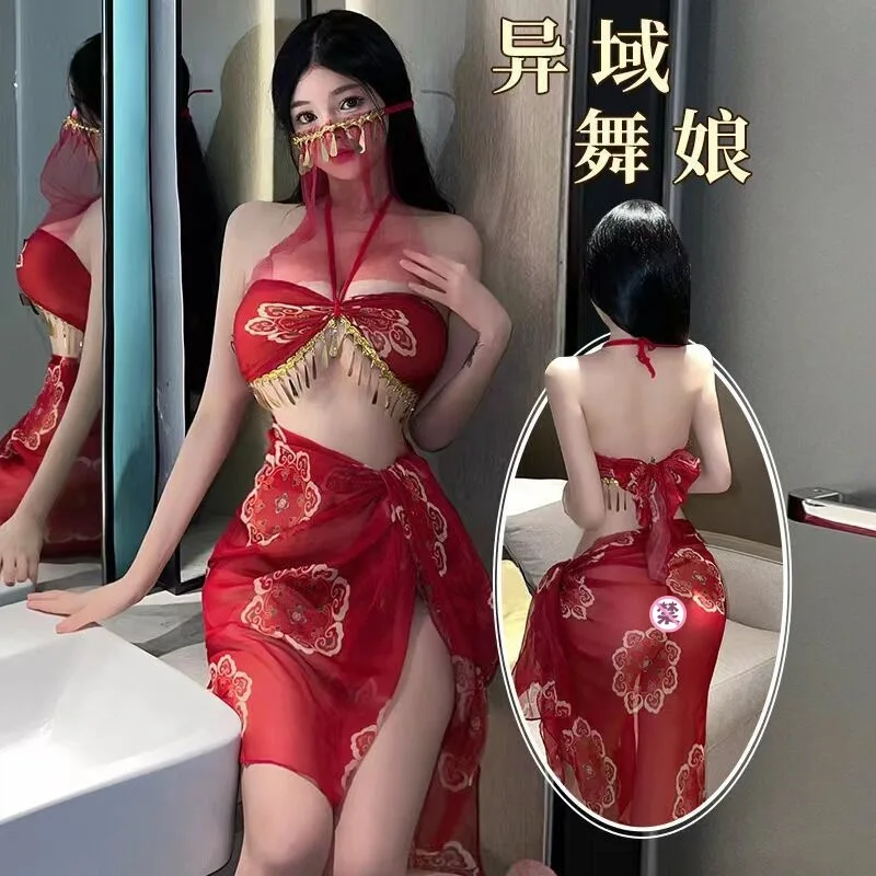 

Original sexy lingerie Dunhuang transparent dancer exotic Hanfu bronzing tube top perspective