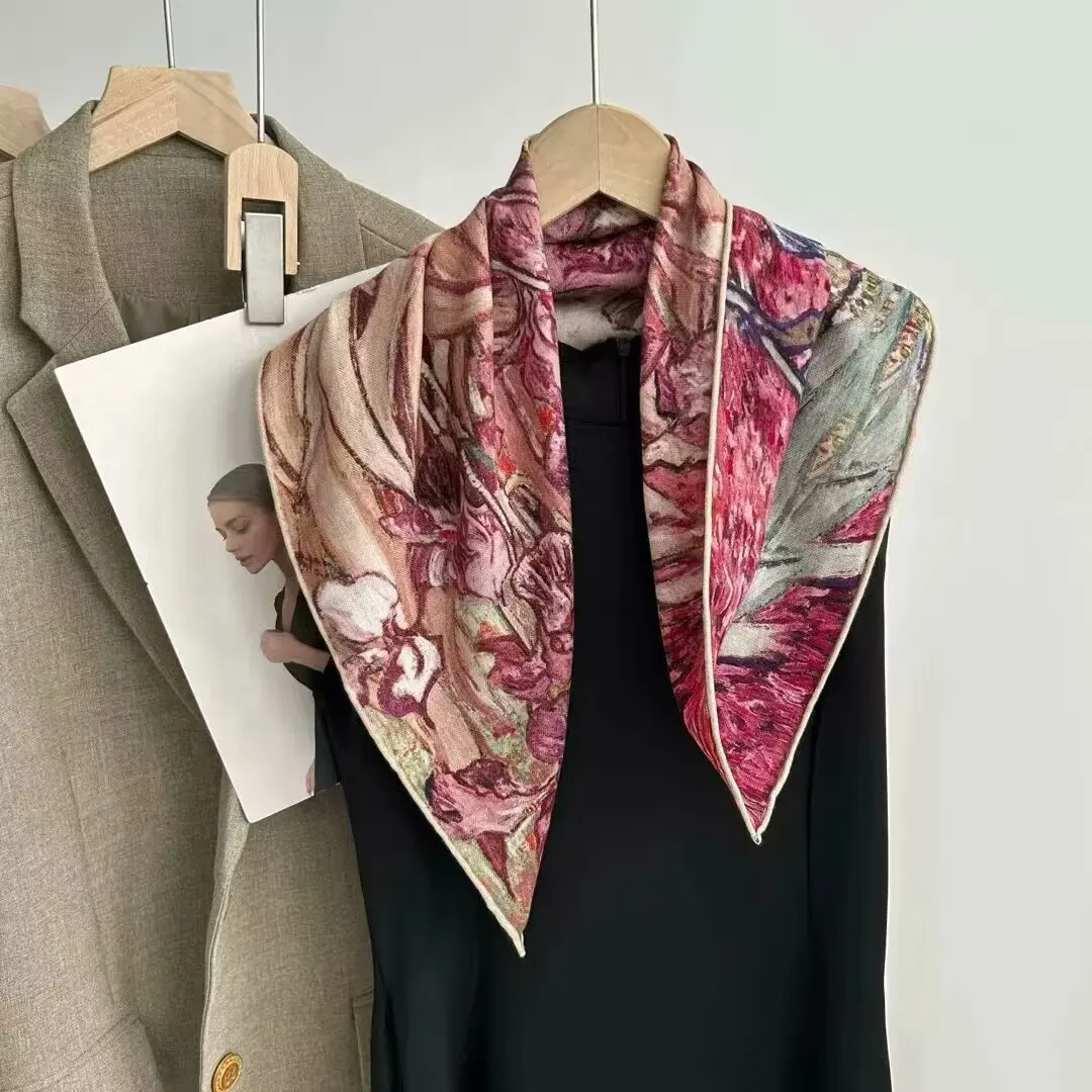 New Paisley Scarf Women's Autumn and Winter Versatile Elegant Black Gray Small Square Towel