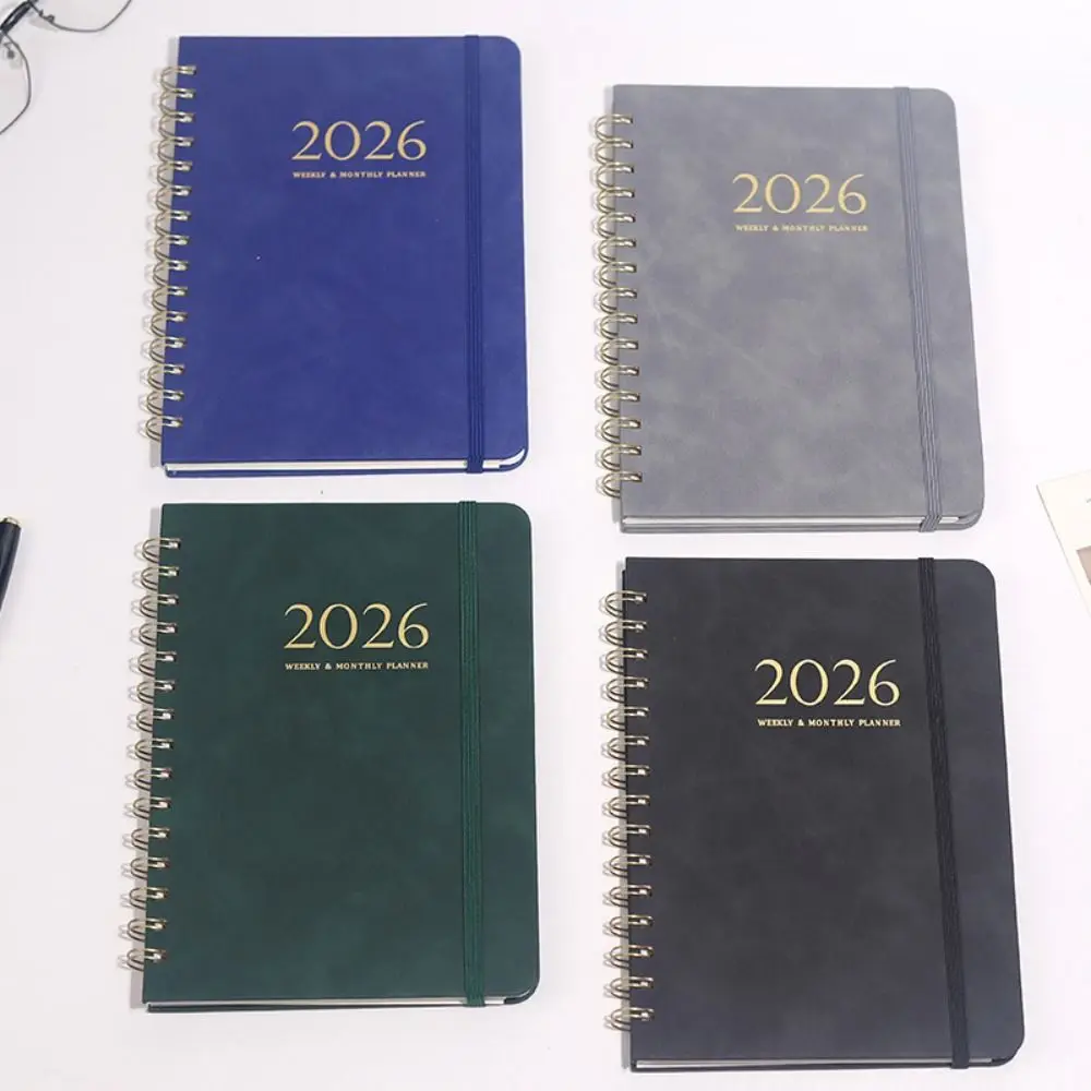 

Портативная книга формата А5 2026, список дел, текстурированный ПУ, еженедельный ежемесячный планировщик, напоминание, календарь, книга, офисные принадлежности