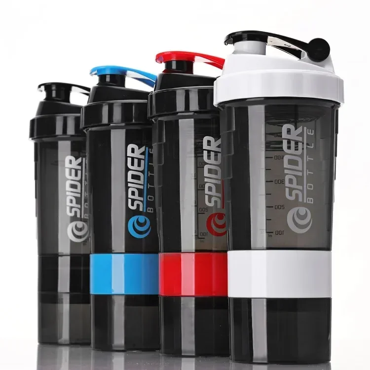 3 Layer Shaker Bottle Protein Powder Milkshake Cup Sports Fitness Water Cup 550ml Water Bottles With medicine box