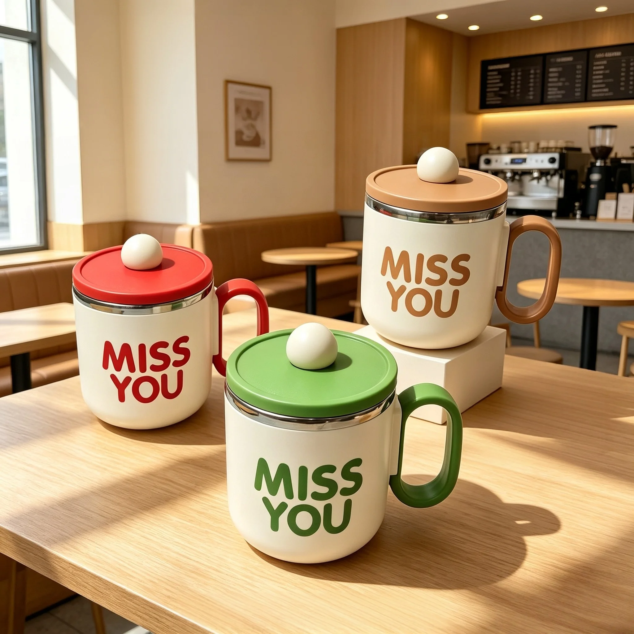 304 Stainless Steel Mug, Dust-Proof Water Cup with Lid, Coffee Cup, Anti-Scald Handle Cup, High-Looking Water Cup, Office Desktop Drinking Cup, Portable Mug for Students Commuting, Simple Household Milk Tea Cup
