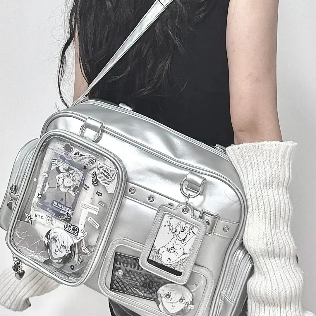 Harajuku Pin Puppe 20 cm Display Ita Tasche Frauen PU Leder Adrette Große Kapazität Schulter Tasche Damen Täglichen Umhängetasche chic