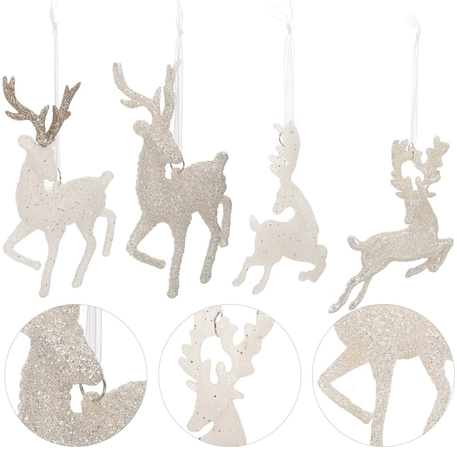 

4pcs Deer Shaped Hanging naments Glitter Finish Christmas Tree Decor B C Xmas Pendant Festive Party