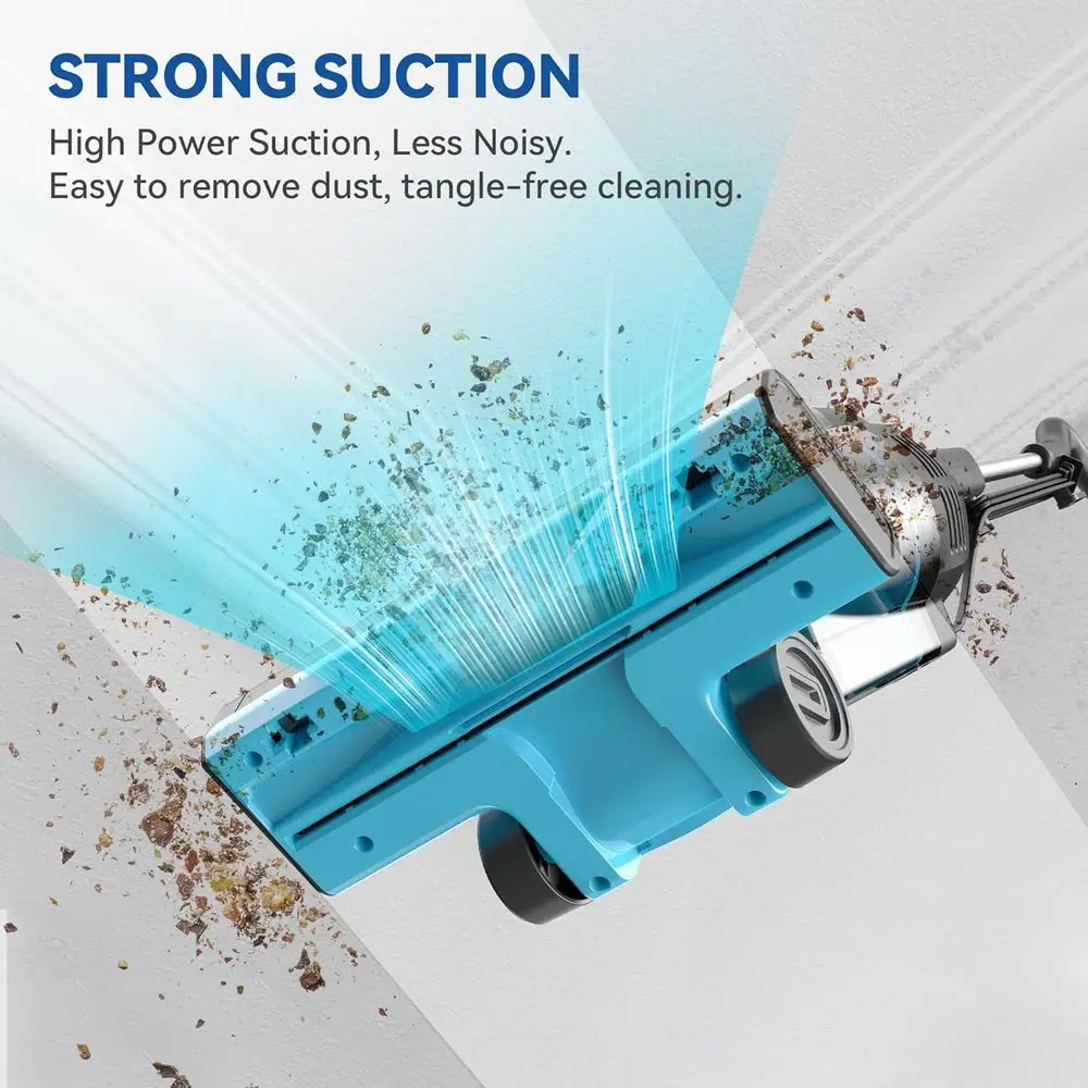 เครื่องดูดฝุ่นแบบมีสายทรงพลัง 30Kpa ความยาว 16 ฟุต เครื่องทำความสะอาดน้ำหนักเบา 2-in-1 สำหรับพื้นและขนสัตว์เลี้ยง (สีน้ำเงิน-ดำ)