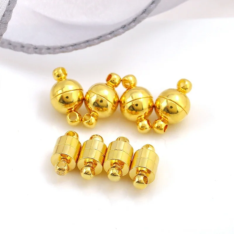 18K Gold Plated Brass Spherical Cylindrical Magnet Buckle Necklace Bracelet Connectors diy Jewelry Accessories