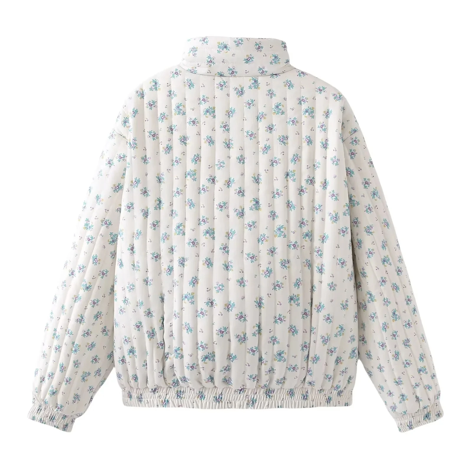 JNLEAOG Herbst Neue frauen Casual Amerikanischen Floral Thiened Baumwolle Jaet Street Sle Stand Fit Polyester Faser Lange S...