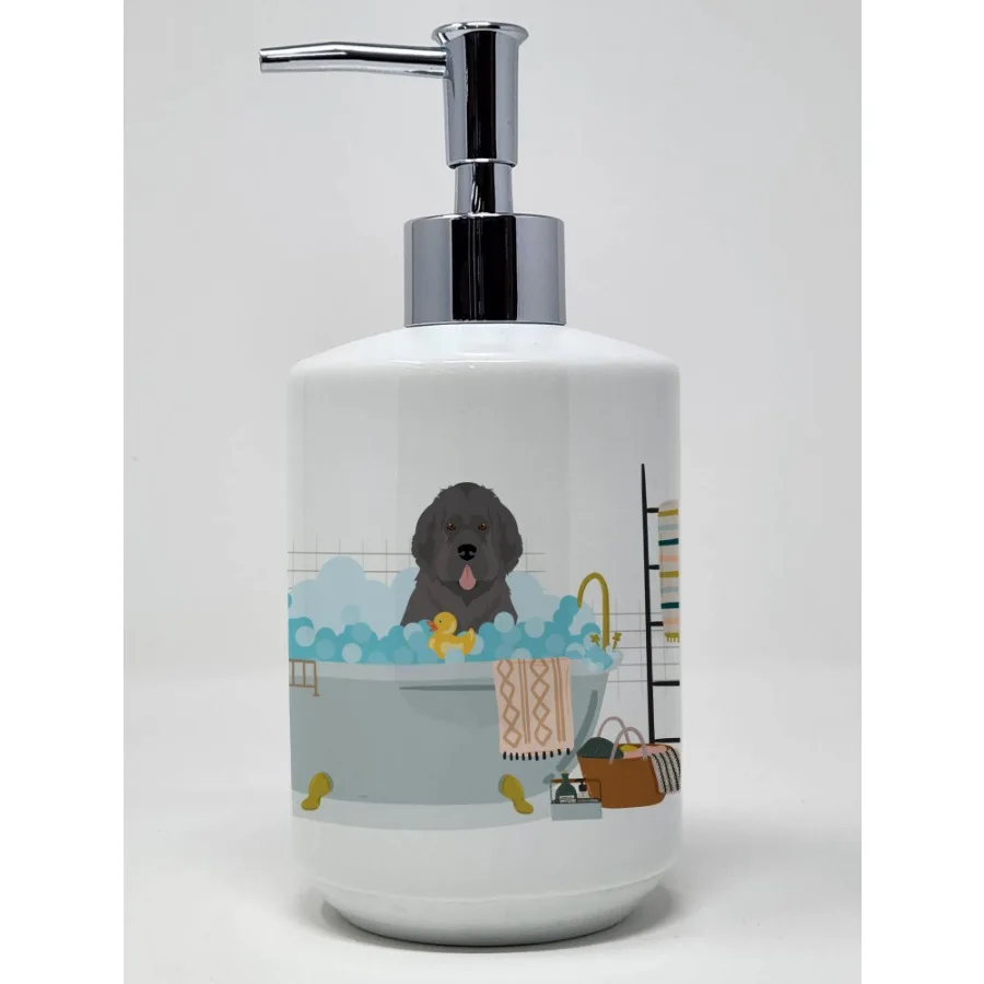 

Grey Newfoundland Ceramic Soap Dispenser Hand Soap Dispenser Pump Bottles for Bathroom Kitchen Empty Refillable Liquid Soap Con