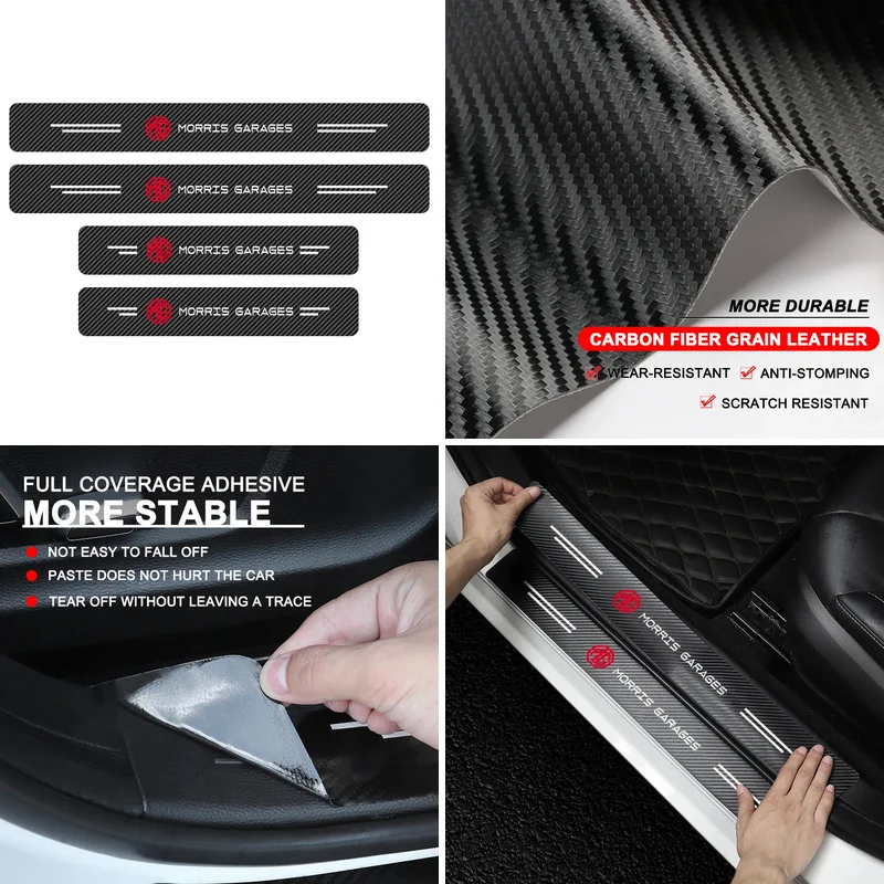 MG Carbon Style Door Threshold Protective Decal 4 Piece Set For MG5 ZST MG7 ZS GT HS MG3 MG6 MG4 EV Anti Scratch Guard