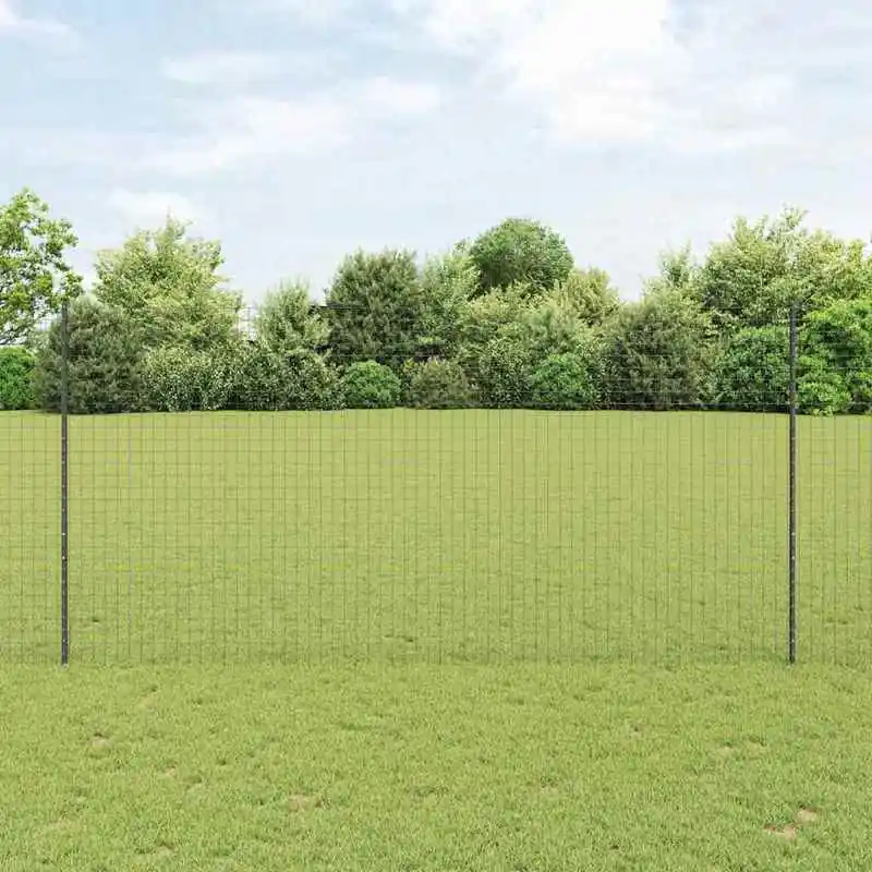 Lote de 5 Postes de Cercado Grises de Acero Pintado 200x8,5x1,8 cm para Jardín Exterior