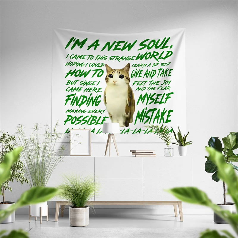 Aertemisi Meowl Cat Owl Funny Meme Brainrot Gen Z Joke Meme Tapestry Wall Hanging for Bedroom Living Room College Dorm Decor