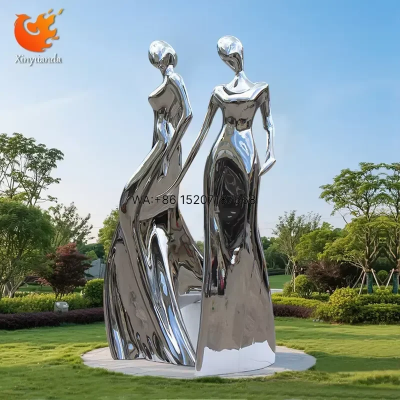 Wmwmnu Custom Large Outdoor Garden Stainless Steel Figure Sculpture Mirror Polished Metal Crafts for Landscape Ornaments
