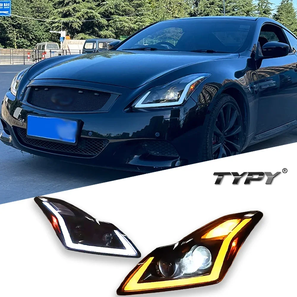 Car For Infiniti G25 G35 G37 Headlight 2006-2012 Upgrade Modified to New DRL Dynamic Turn Signal LED Headlight Auto Accessories