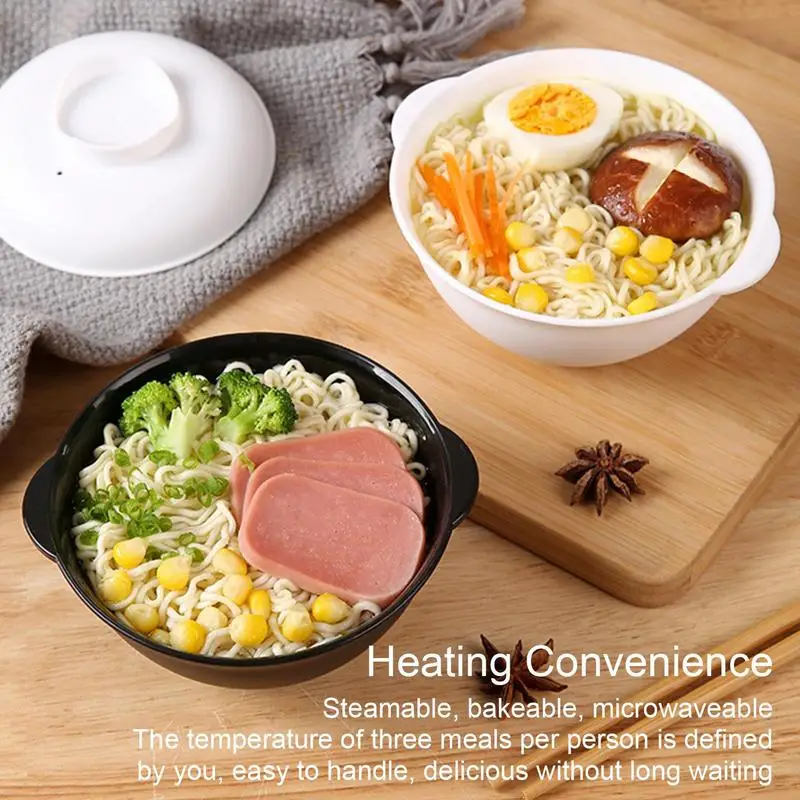 Ramen Noodle Bowls Microwavable Soup Bowl With Lid Ramen Cooker Microwave Safe Heat Resistant Large Capacity Noodle Bowl Instant