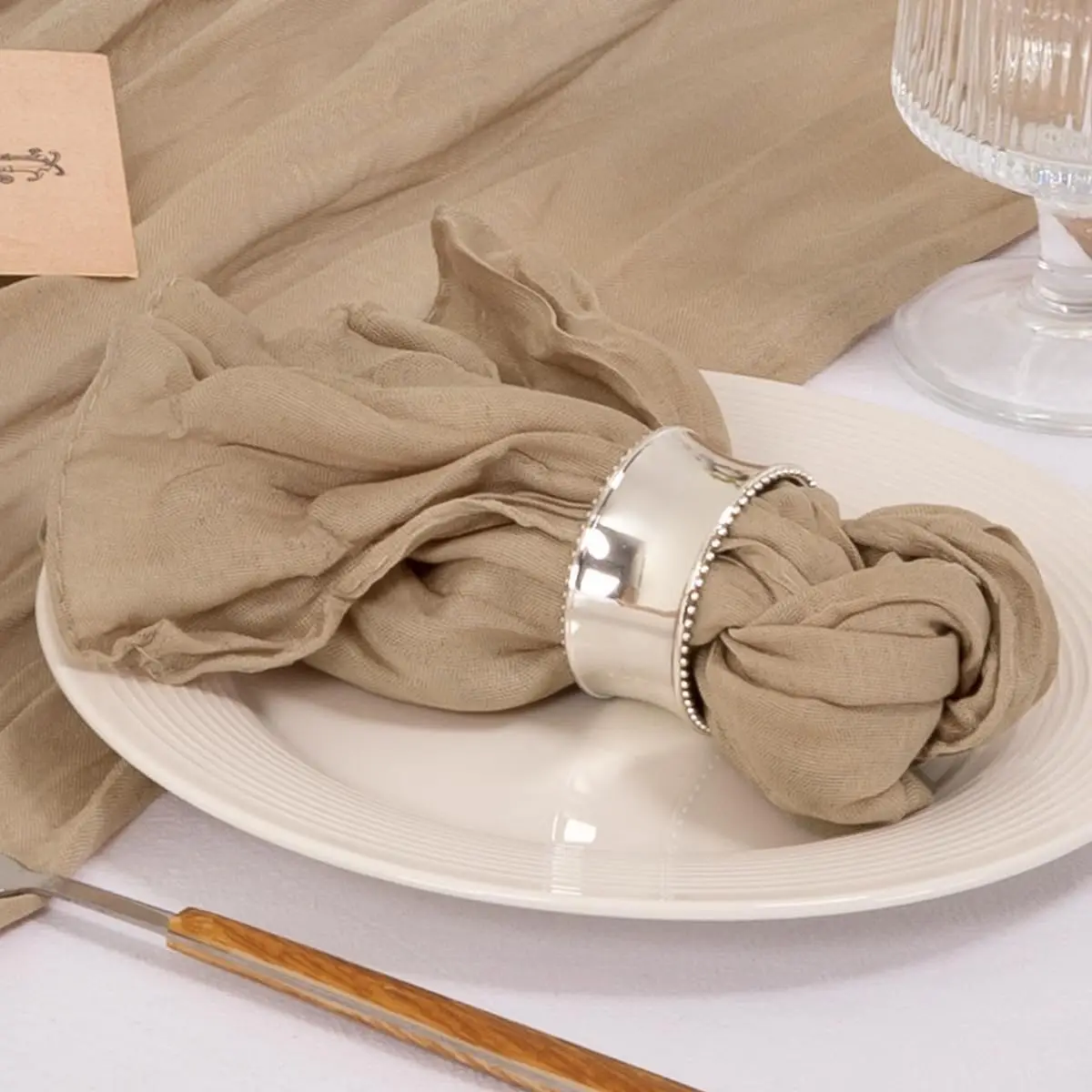 

10/24/40/60 упаковок серветок из марши, многоразовые салфетки телесного цвета, 21 x 21 дюйм, коричневые свадебные салфетки в стиле бохо оптом для свадьбы, свадебного душа