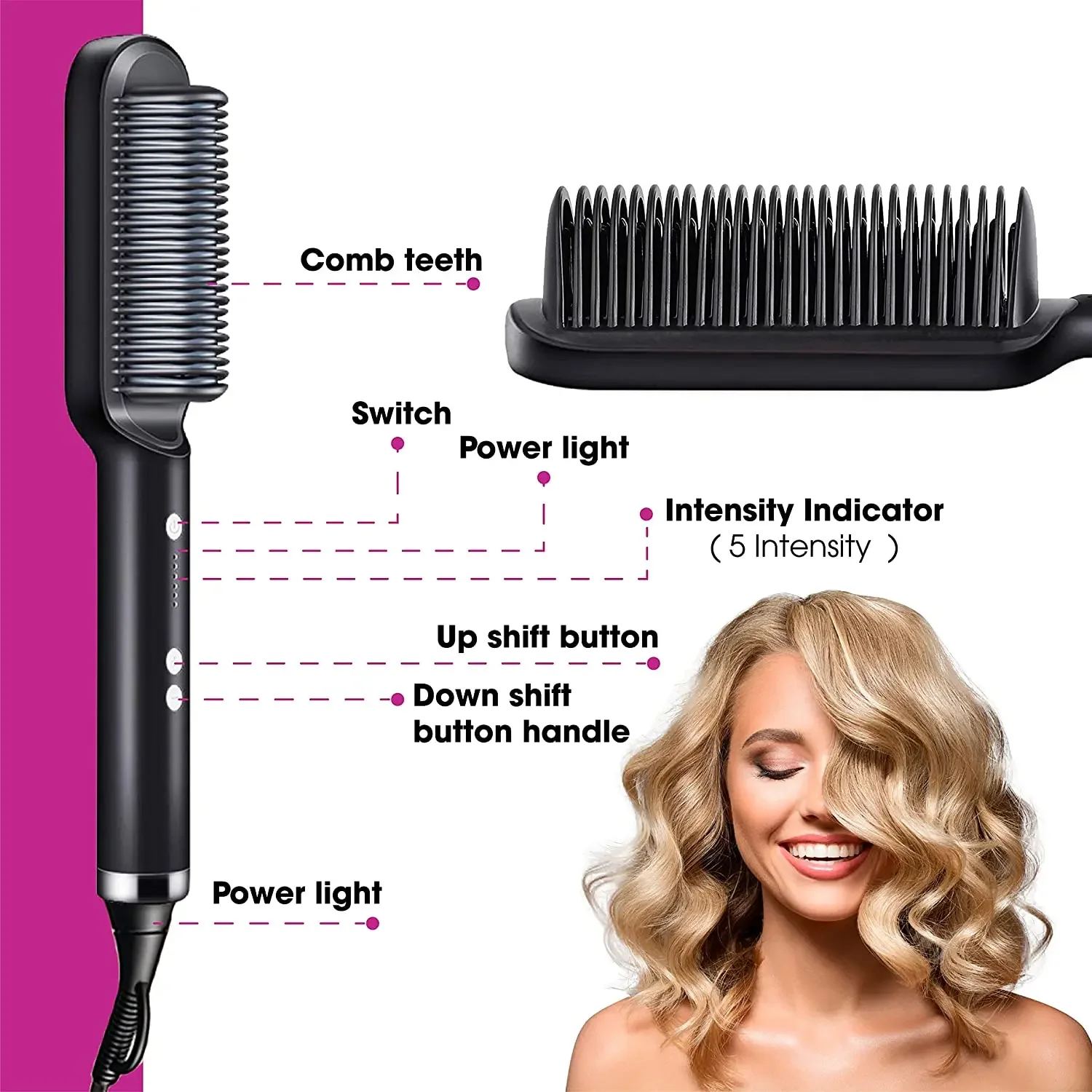 Straight Hair Comb Clamp Dry Wet Dual Use Does Not Damage Hair Non-Negative Ion Lazy Artifact Multifunctional Hair Style Brush image 3