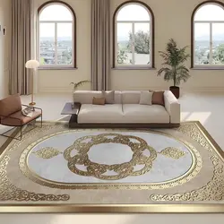 Luxurious Gold Large Carpets for Living Room Europe and America Villa Hall Carpet Decoration Sofa Rug Non-slip Coffee Tables Mat