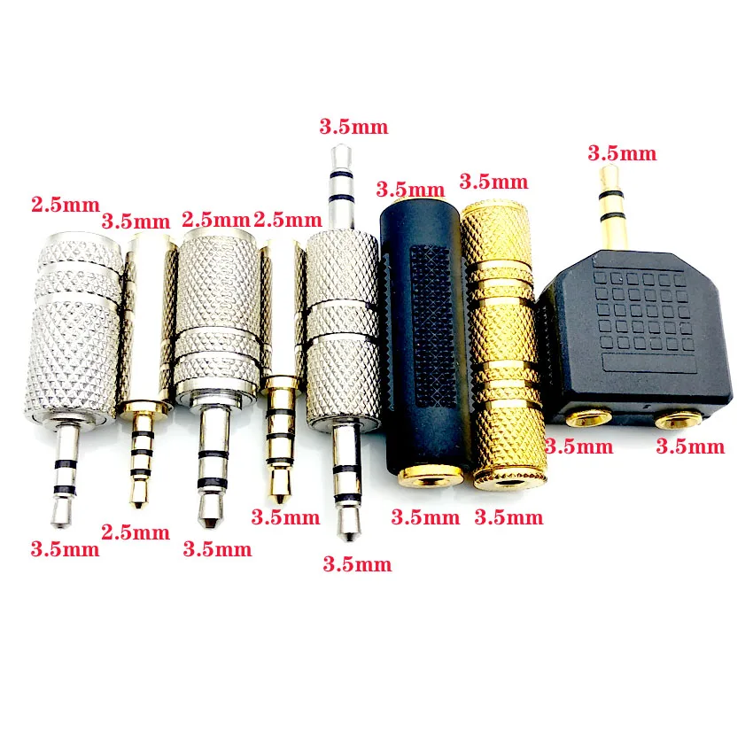 

2pcs 2.5mm/3.5mm Audio Adapter for Headset Earphone 3.5mm Female to Female Jack Stereo Adapter Connector Audio Extension Cable