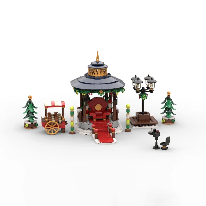 Kerst Street View Model MOC Bouwstenen Kerstman Paviljoen Modulaire Technologie Cadeau Vakantie Monteer Kinderen Speelgoed Pak