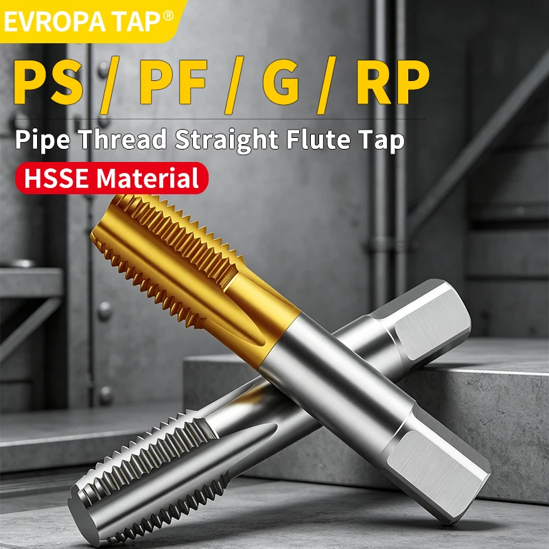 

EVROPA TAP JIS Standard HSSE-35 British White/TIN Pipe Straight Flute Tap （BSP Threads）1/16 -1/2 3/4 1-11Machine Thread Tap