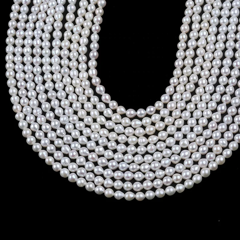 5-6mm Natural White Color Freshwater Akoya Drop Shape Baroque Pearls Beads Strand Diy Jewelry Making