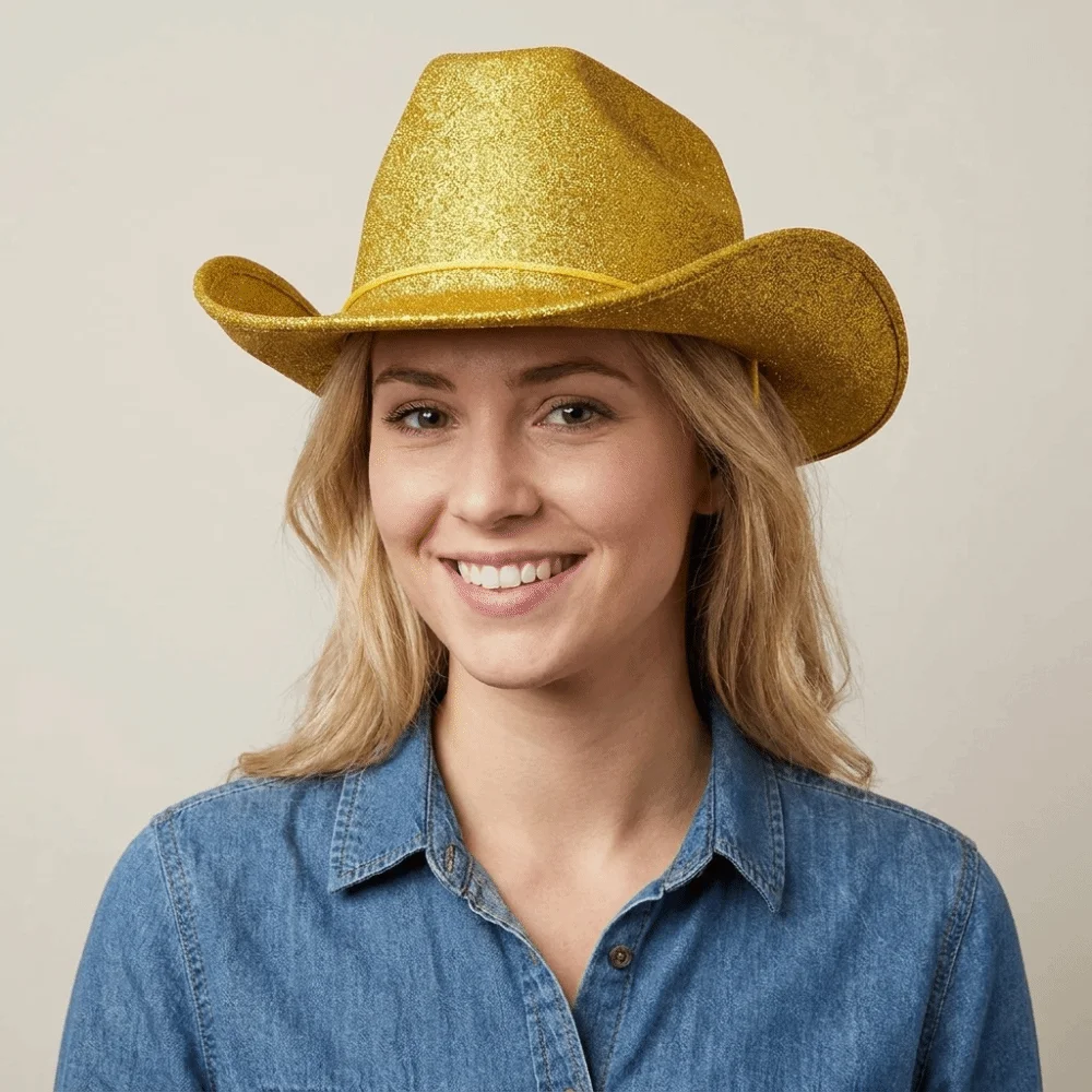 Retro Solid Color Bowler Hat Glitter Pink Fedoras Hat Western Cowboy Hat Jazz Hat Shimmering Cowgirl Hat Women view 3