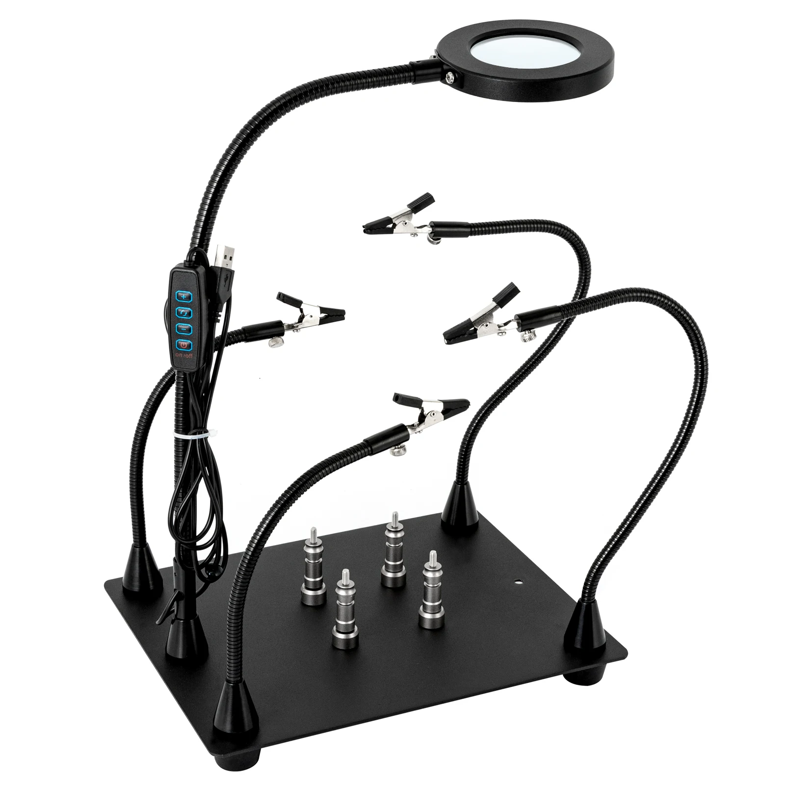 

Soldering Station Holder Magnetic Helping Hand with 3X LED Magnifying Lamp, 4 PCB Columns