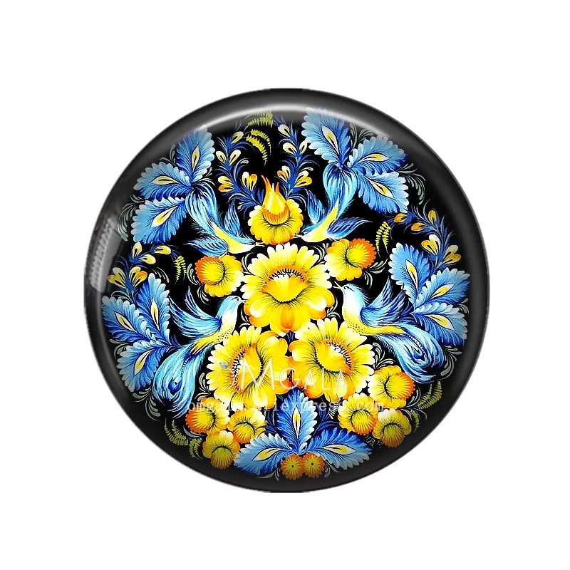 Nowy niebieski kwiat sztuki ludowej kwiatowe wzory artystyczne 12mm/18mm/20mm/25mm okrągłe zdjęcie szklany kaboszon demo płaski tył dokonywanie ustaleń — zdjęcie 4