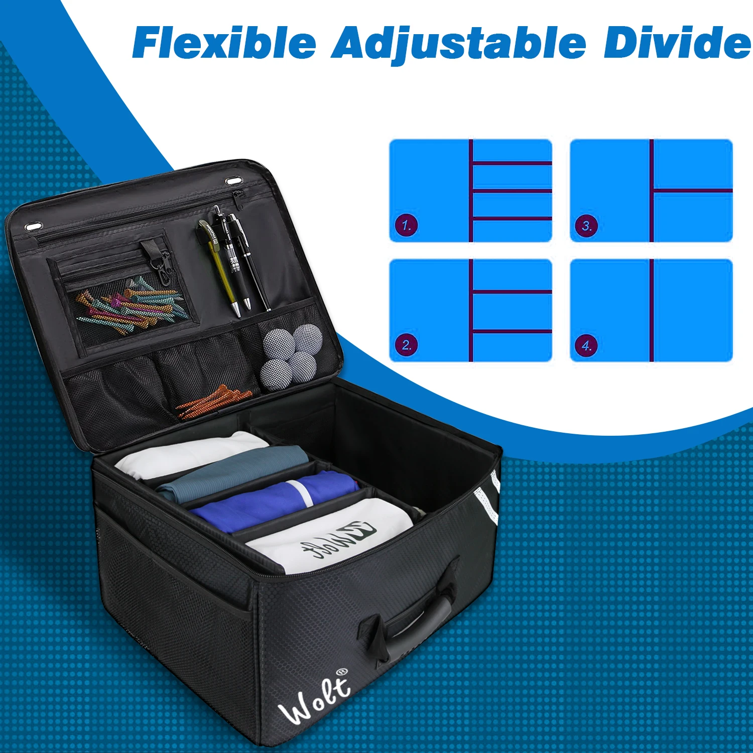 WOLT | Golf Trunk Organizer-Collapsible & Foldable Golf Travel Bag, Waterproof Car Golf Locker with Separate Compartment,Durable