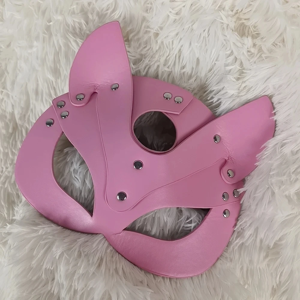 Halloween Cosplay Fox Mask for Women PU Leather Cat Half Face Masks Party Masquerade Sexy Costume Adult Game Toys Supplies