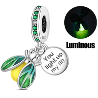Trendy 925 Sterling Silver Luminous Firefly 3mm Charm Bead Pendant Original Design Suitable For Weddings Party DIY Fine Jewelry