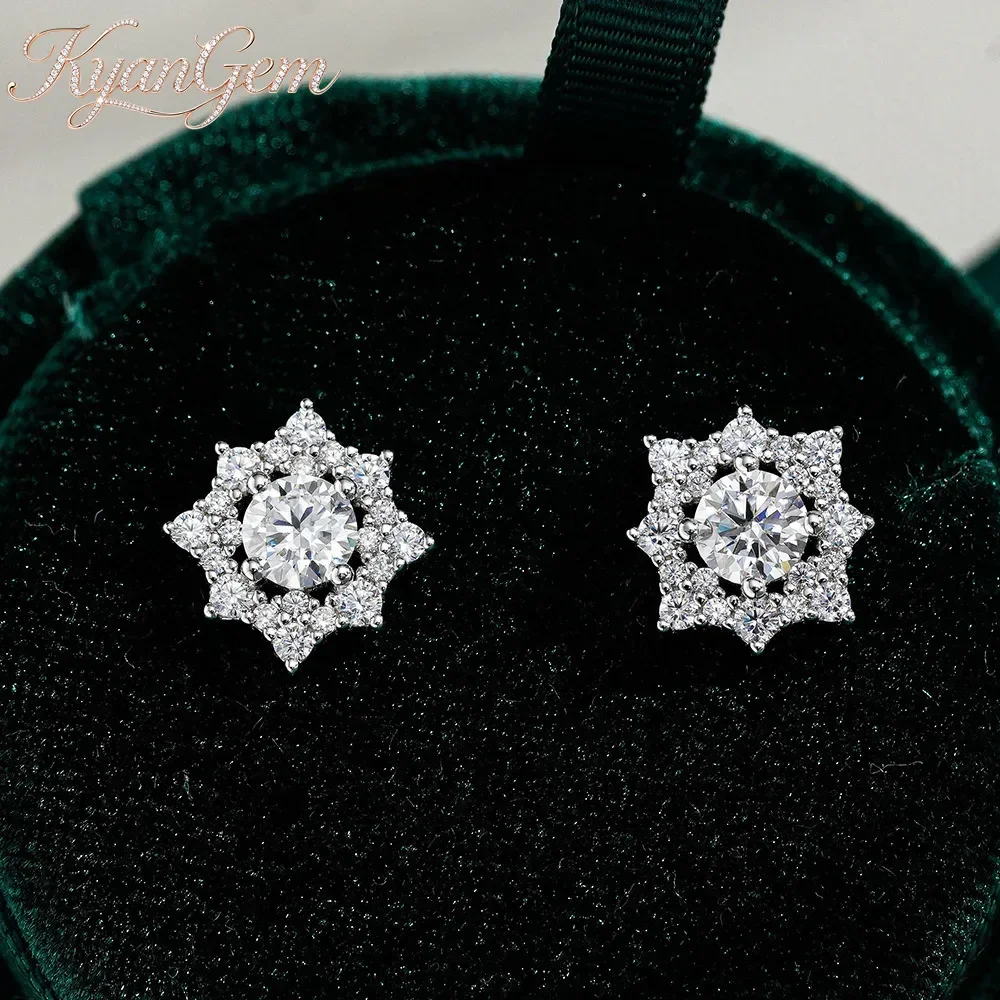 KyanGem Platinum PT950 Mossan D-Color Stud Earrings for Men and Women Fashionable Star-Shaped Irregular Ear Jewelry