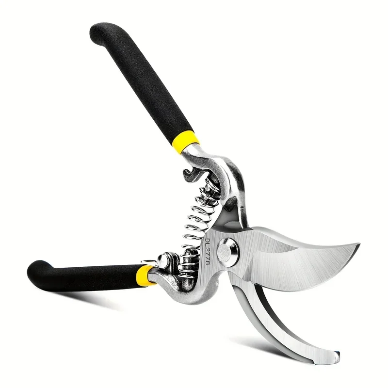 Deli Heavy Duty Steel Curved Blade Pruners, Garden Pruning Shears, 8