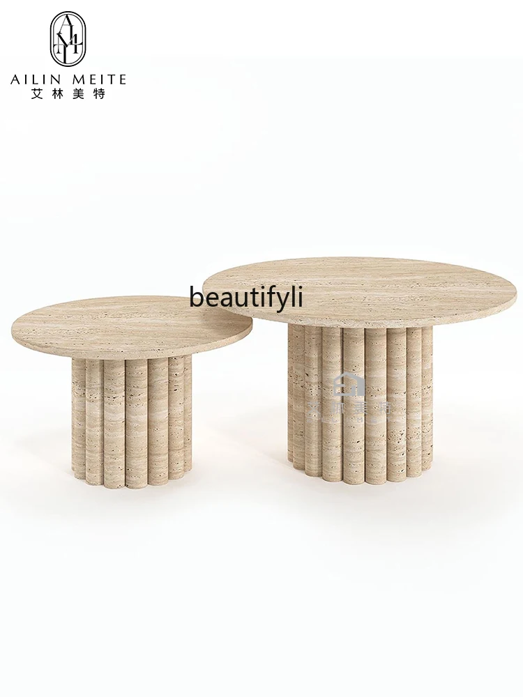 Nordic minimalist home living room new high-end Roman column coffee table combination light luxury creative coffee table