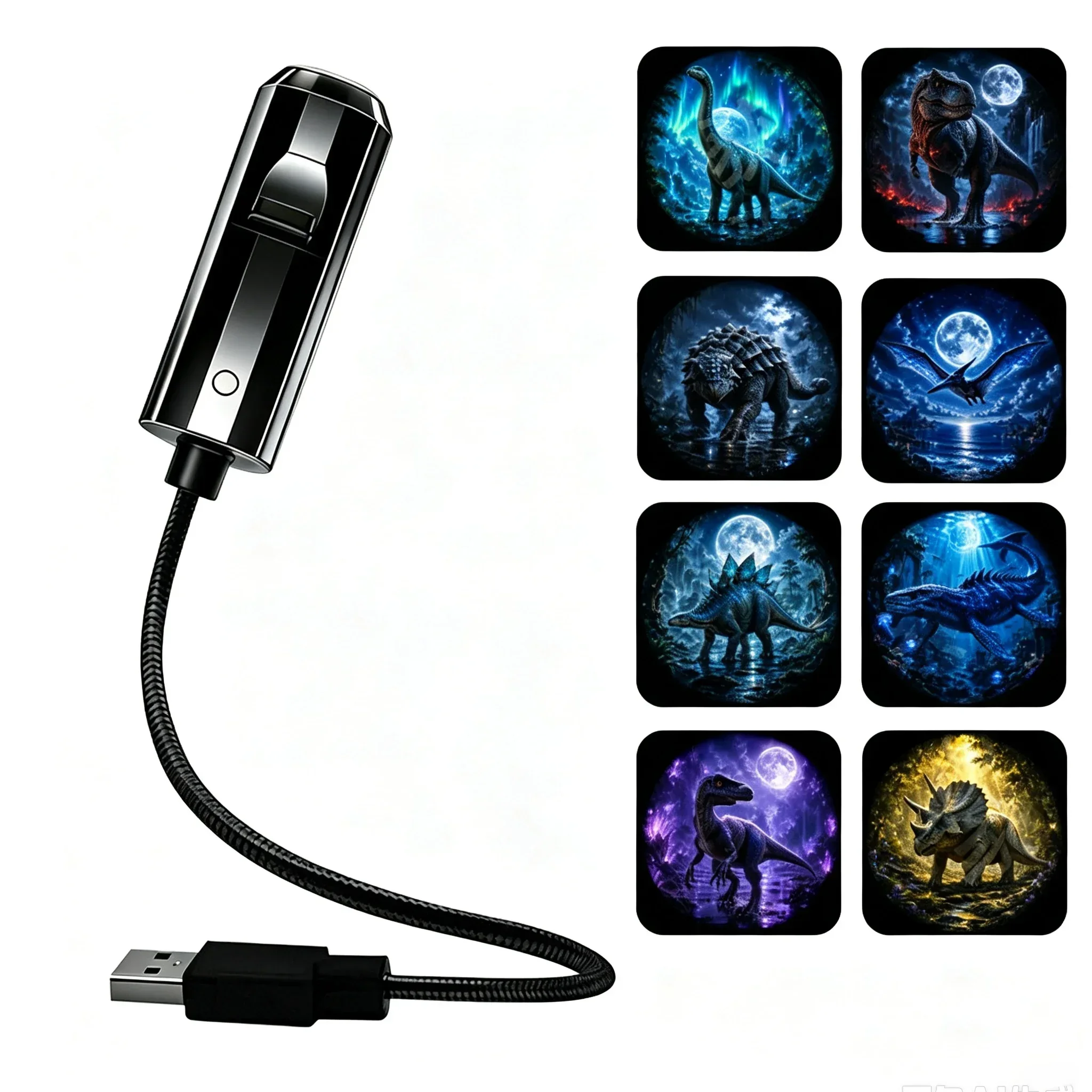 Fantasy-Dinosaurier-Projektorlicht, USB-betriebenes Mondlicht, Jurassic-Galaxie-Ambient-Nachtlicht, geeignet für Schlafzimmerdekoration – Detail 6
