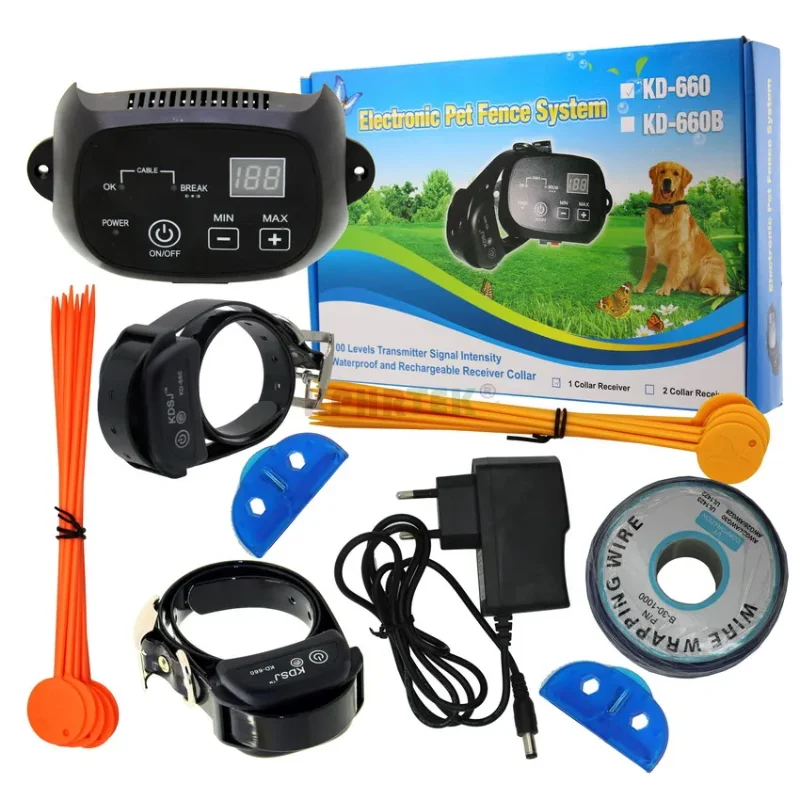 

Hot Sale Dog Fence In-ground Wire Friendly Pet Containment with Training Flags Rechargeable Collars