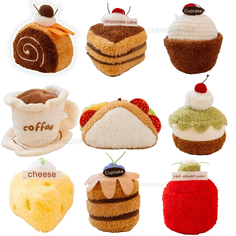 

Серия послеобеденного чая, плюшевое печенье, красный бархатный торт, кофейная кукла, вишневый лист, игрушка для торта, десерт, шоколад, детский подарок на день рождения, декор