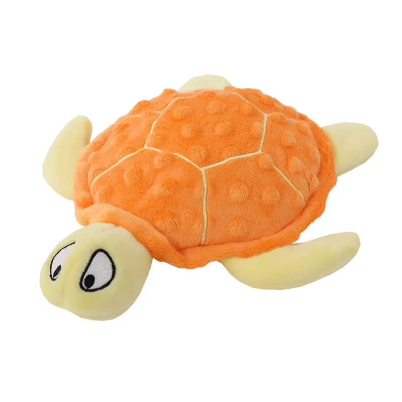 Dog Squeaky Toys Turtle Shape Plush Dog Cat Toy No Stuffing Crinkle Interactive Chew Toys for Small Large Dogs Puppy Plaything