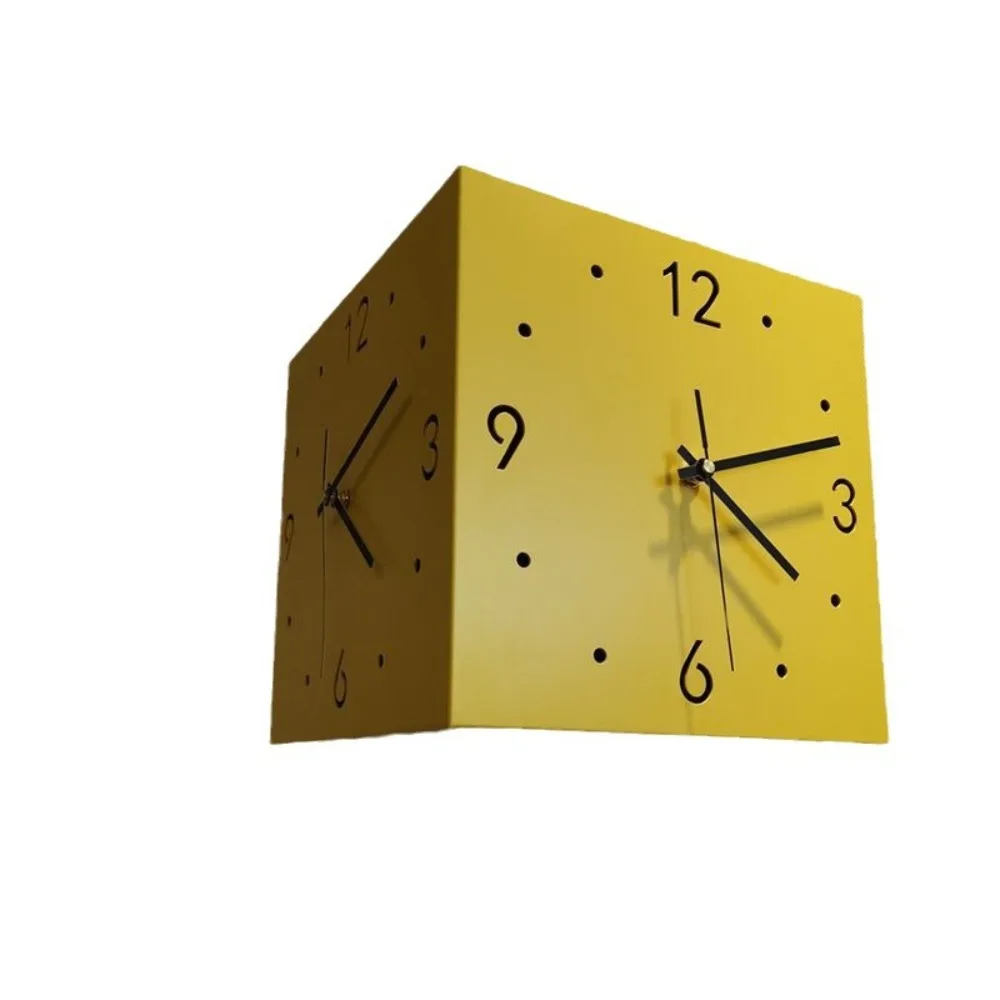 Modern style, fashion, simplicity, steel corners, digital hollowing, mute, two-sided wall clocks, no punching decoration.