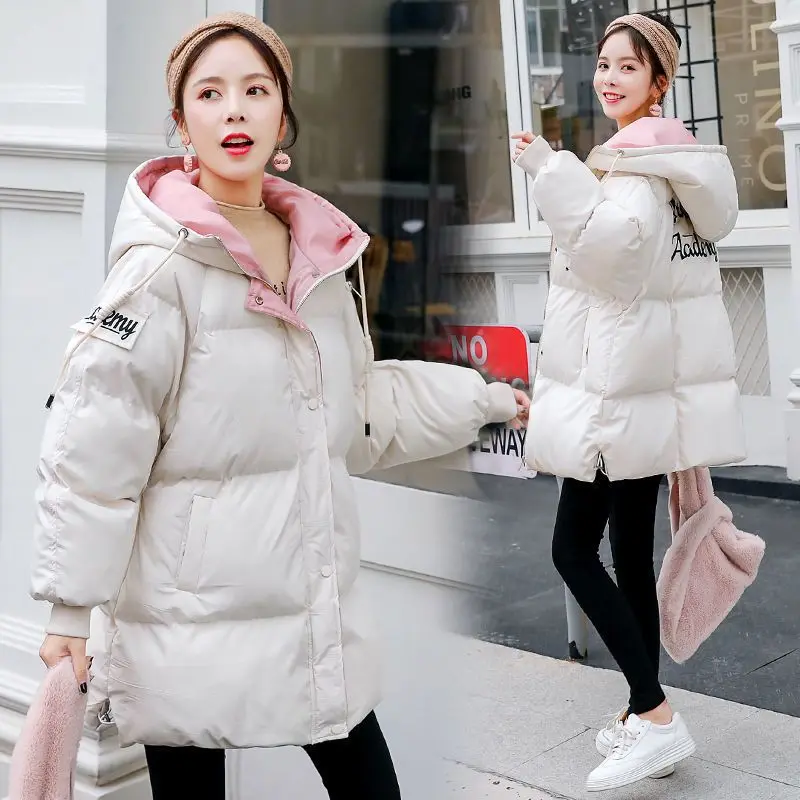 Women Maternity Thickened Down Jacket Pregnant Women Relaxed Fit Hooded Puffer Jacket Warm Quilted Winter Coat Trendy Clothes